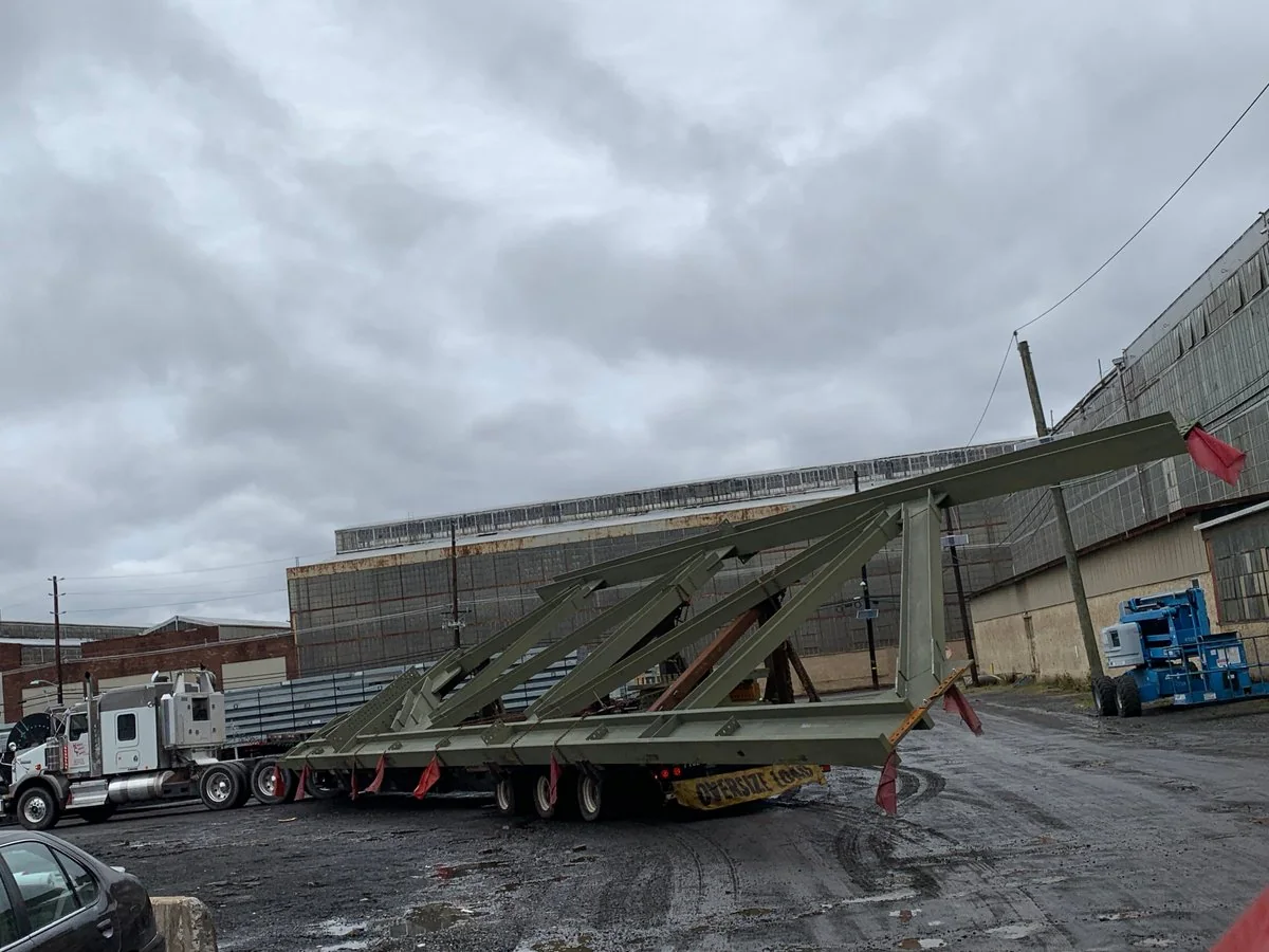 Large structural steel oversize load — All Directions Trucking escort